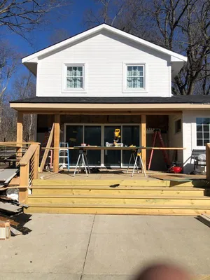 Detached accessory building under construction for a golf simulator