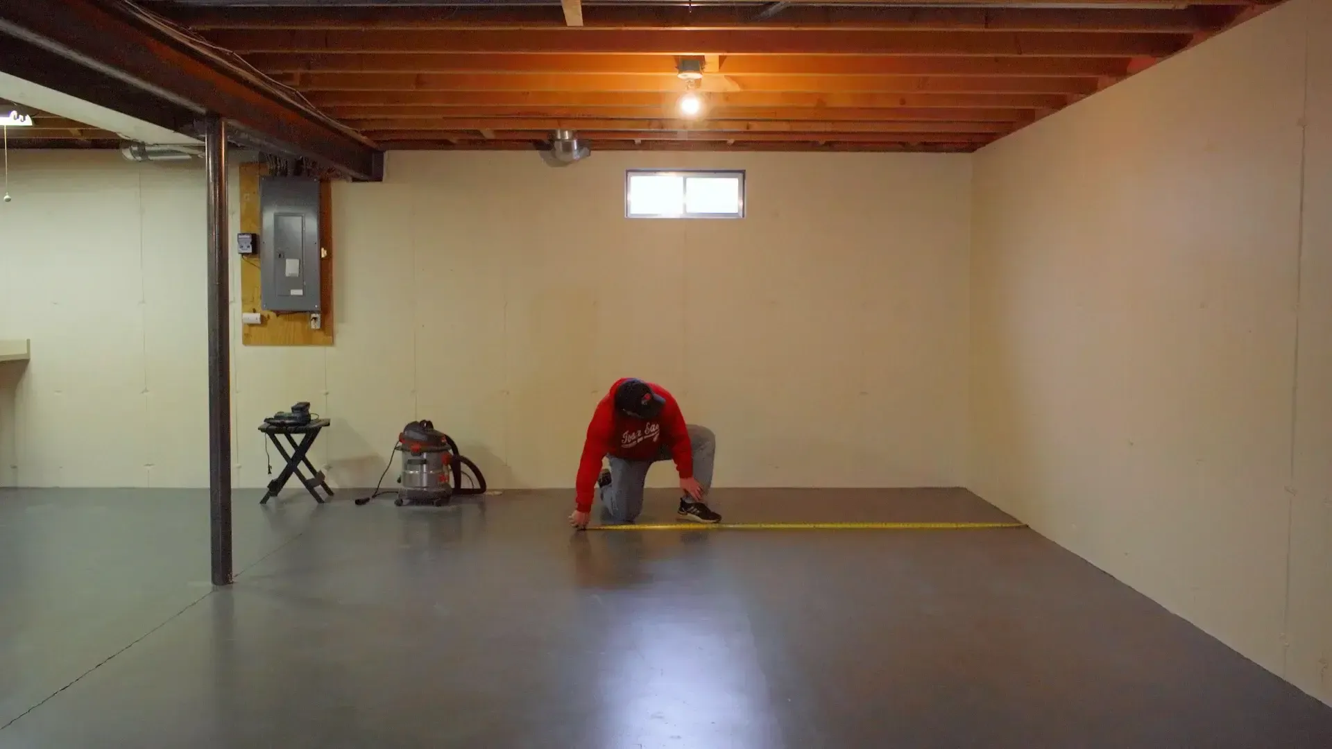 Measuring a basement for a golf simulator install