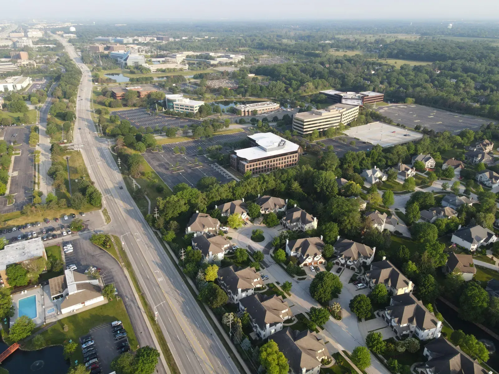 Aerial view of the office and residential corridor in Leawood, Kansas