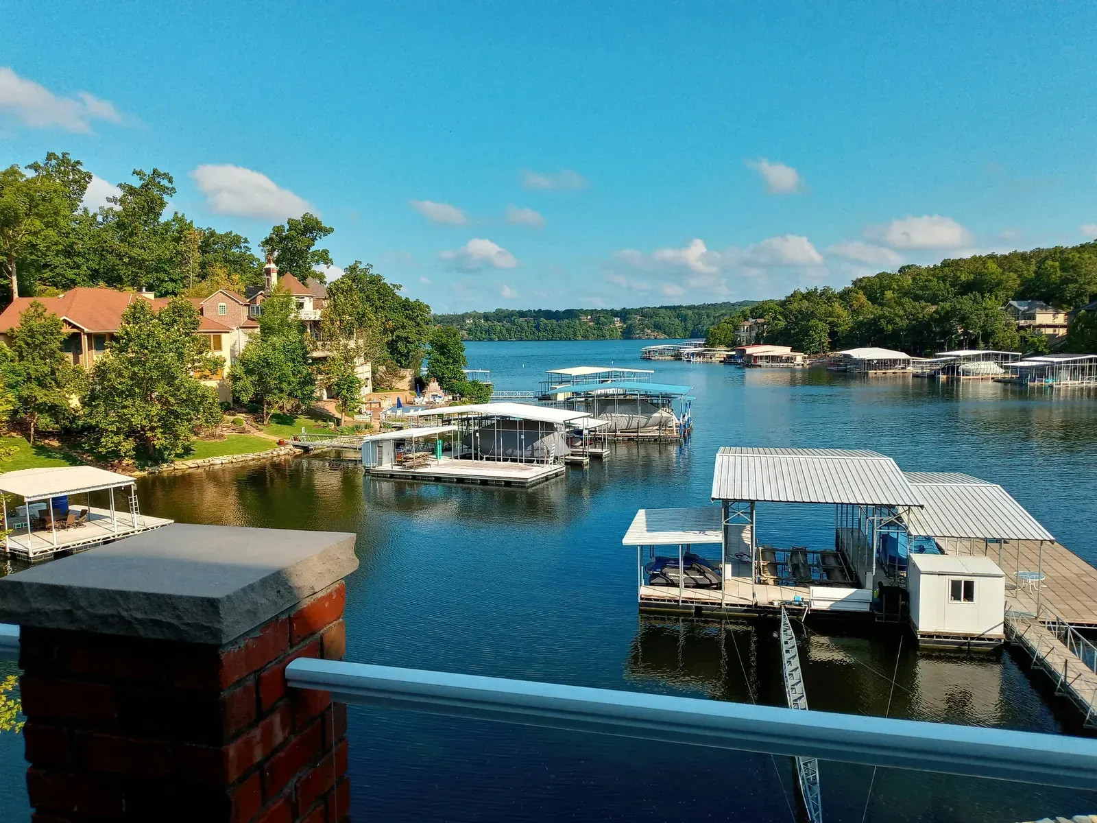 Boat docks on the Lake of the Ozarks at Sunrise Beach, Missouri